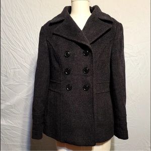 St Johns Bay Pea Coat Woman’s Size Medium Wool Blend Dark Grey